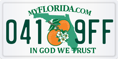 FL license plate 0419FF