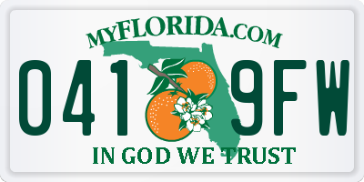 FL license plate 0419FW
