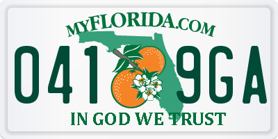 FL license plate 0419GA