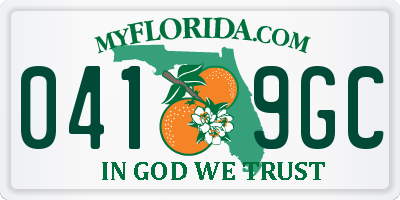 FL license plate 0419GC