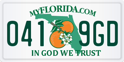 FL license plate 0419GD