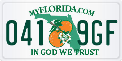 FL license plate 0419GF