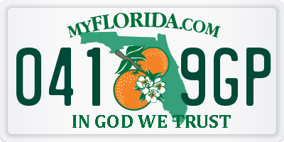 FL license plate 0419GP