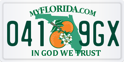 FL license plate 0419GX
