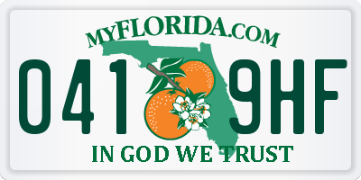 FL license plate 0419HF