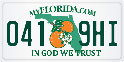 FL license plate 0419HI