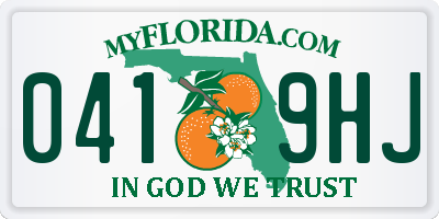 FL license plate 0419HJ