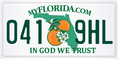 FL license plate 0419HL