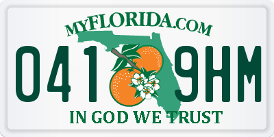 FL license plate 0419HM