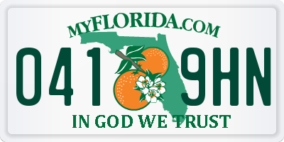 FL license plate 0419HN
