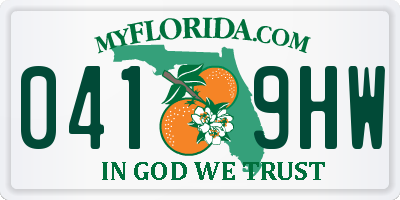 FL license plate 0419HW