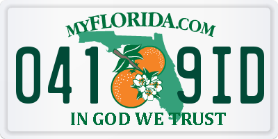FL license plate 0419ID