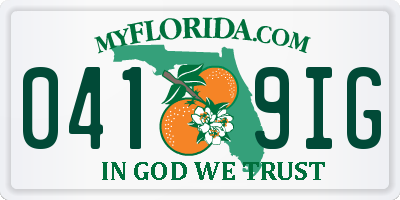 FL license plate 0419IG