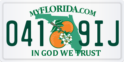 FL license plate 0419IJ