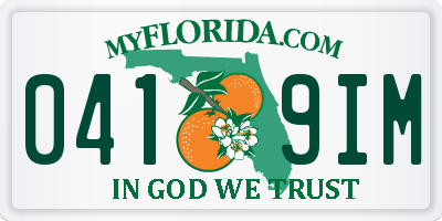 FL license plate 0419IM