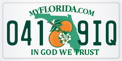 FL license plate 0419IQ