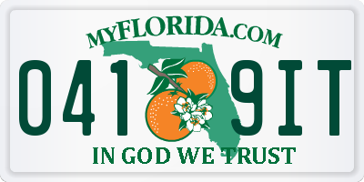 FL license plate 0419IT