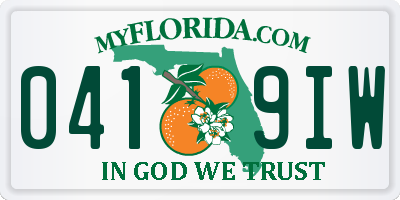 FL license plate 0419IW