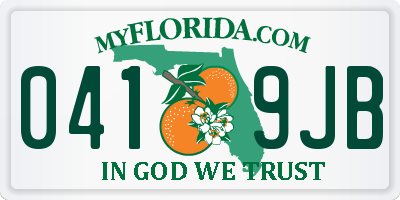 FL license plate 0419JB