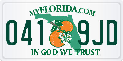 FL license plate 0419JD
