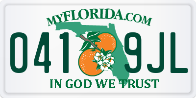 FL license plate 0419JL