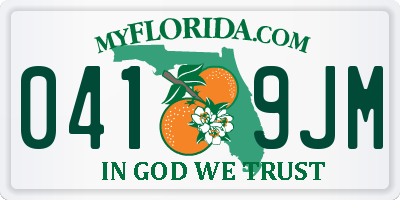 FL license plate 0419JM