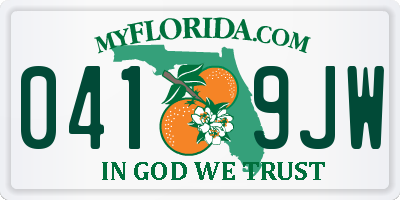 FL license plate 0419JW