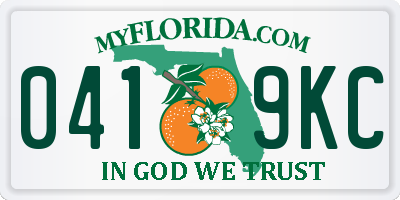 FL license plate 0419KC