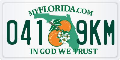 FL license plate 0419KM