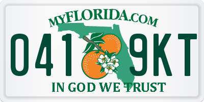 FL license plate 0419KT