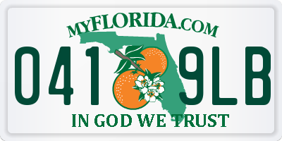 FL license plate 0419LB