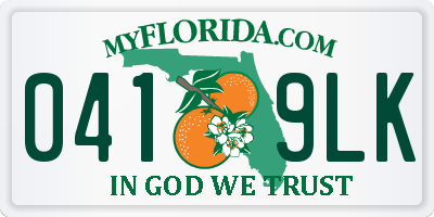 FL license plate 0419LK