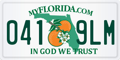 FL license plate 0419LM