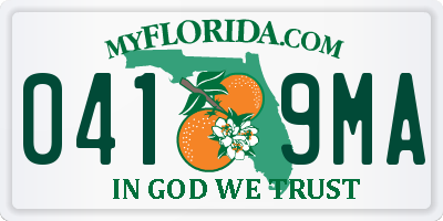 FL license plate 0419MA