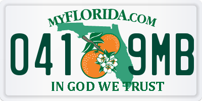 FL license plate 0419MB