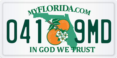 FL license plate 0419MD
