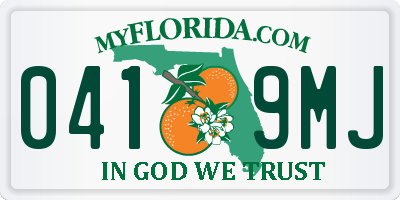 FL license plate 0419MJ