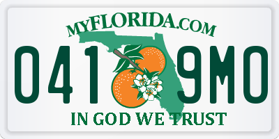 FL license plate 0419MO