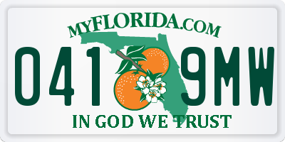 FL license plate 0419MW