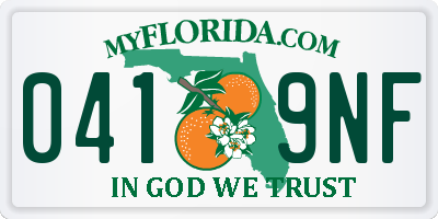 FL license plate 0419NF