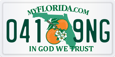 FL license plate 0419NG