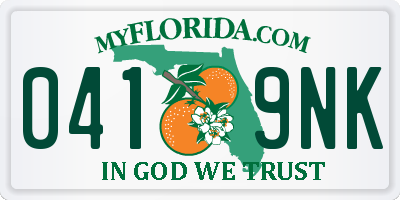 FL license plate 0419NK