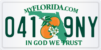 FL license plate 0419NY