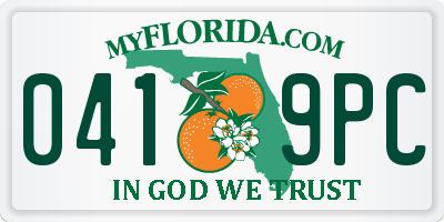 FL license plate 0419PC