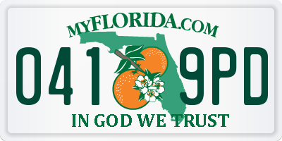 FL license plate 0419PD