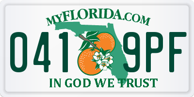 FL license plate 0419PF