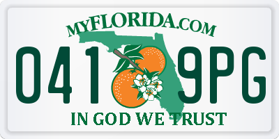 FL license plate 0419PG