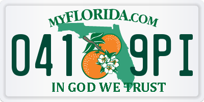 FL license plate 0419PI
