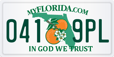 FL license plate 0419PL