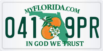 FL license plate 0419PR